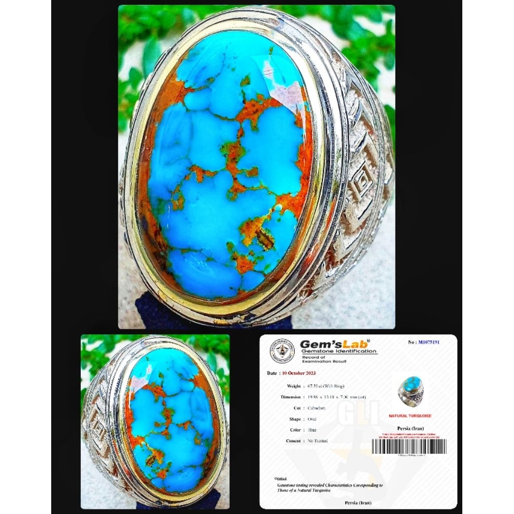 Persian blue turquoise, genuine ceramic body with Iranian gold veins ...