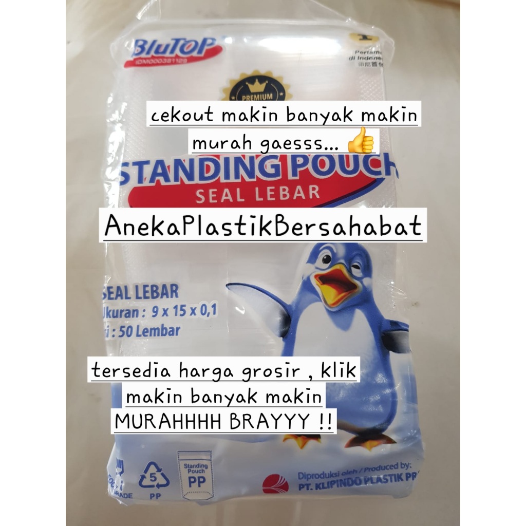 (WIDE SEAL) standing pouch plastic zip lock STP size 9x15, standing ...
