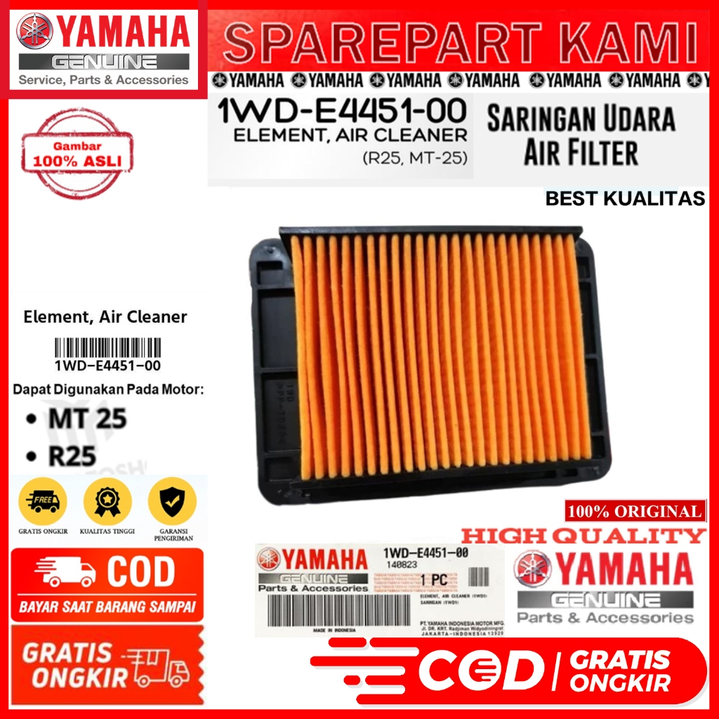 AIR FILTER ELEMENT ASSY AIR CLEANER YAMAHA YZF R25 R 25 MT25 MT 25 1WD ...