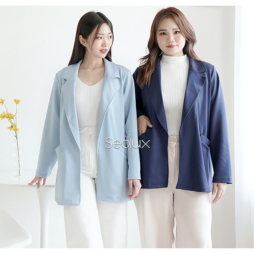 SEOLA - CD21 - OUTER BLAZER BASIC SCUBA WOMEN'S WORK TOP PLAIN OUTER ...