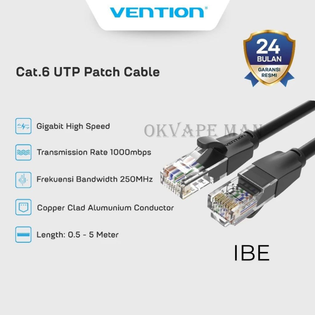 Vention IBE 8M - 25M RJ45 Cat6 Cat.6 Gigabit UTP Round Lan Cable - IBE ...