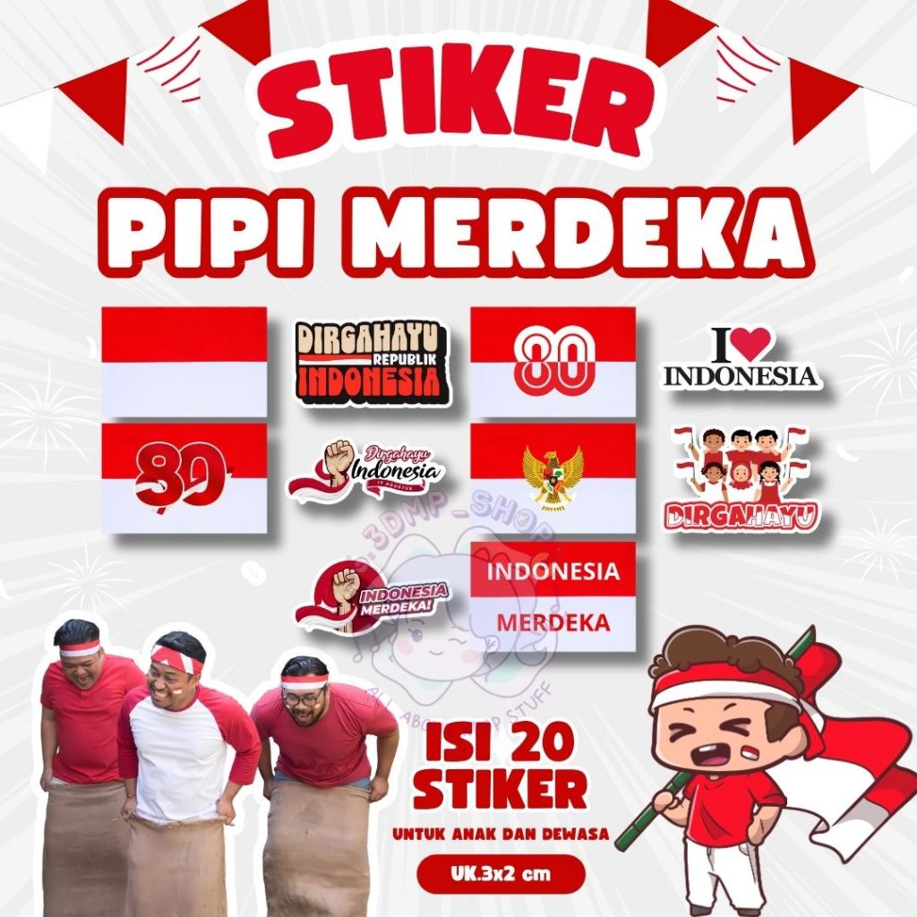 Flag Cheek Sticker / Flag Cheek Sticker Dirgahayu Indonesia Merdeka ...