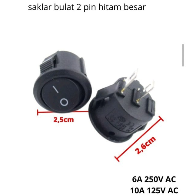 ORIGINAL LARGE BLACK ROUND SWITCH 2 PIN ON OFF SWITCH 2P 2 PIN ROCKER ...