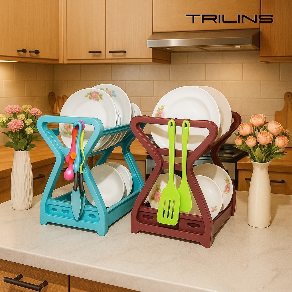 2-Tier MINI Plastic Plate Rack TRILINS Multi-Purpose/, Sturdy Quality ...