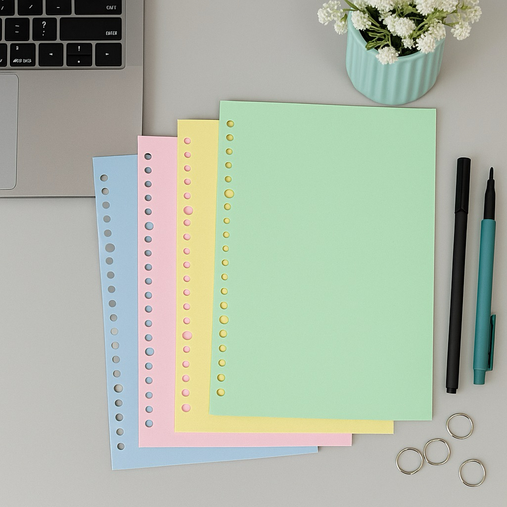 Colorful Loose Leaf B5 A5 A4 hvs refill Binder Paper contains 50 Sheets ...