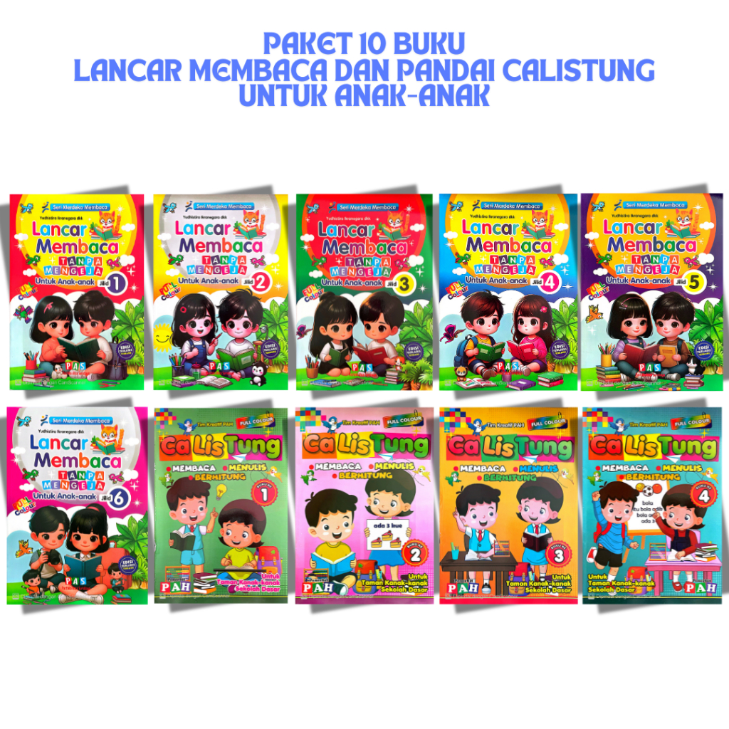 Package of 10 Fluent Reading and Smart Calistung Books for PAUD and ...