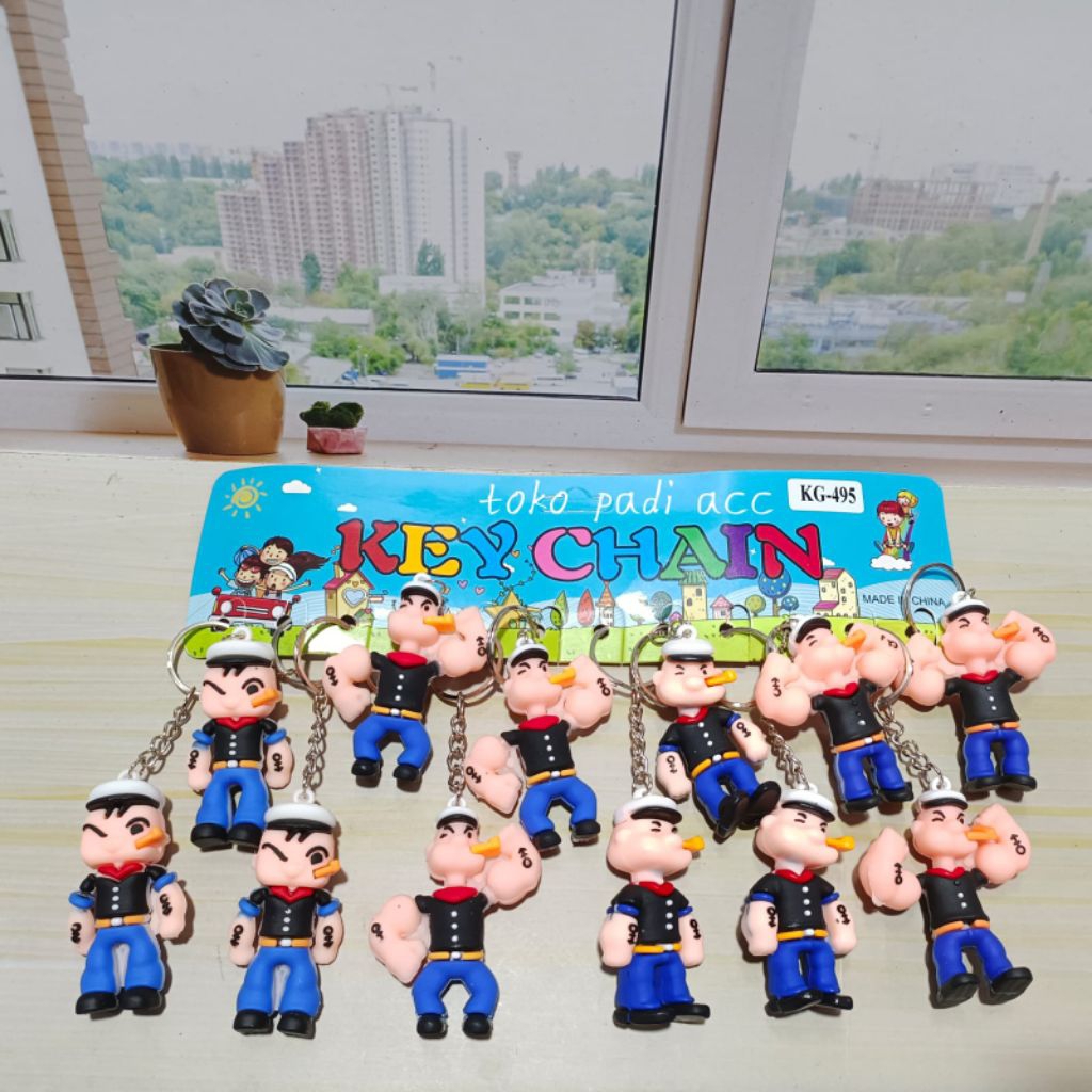 GANTUNGAN Wholesale popeye rubber key chains containing 12 pcs | Shopee ...