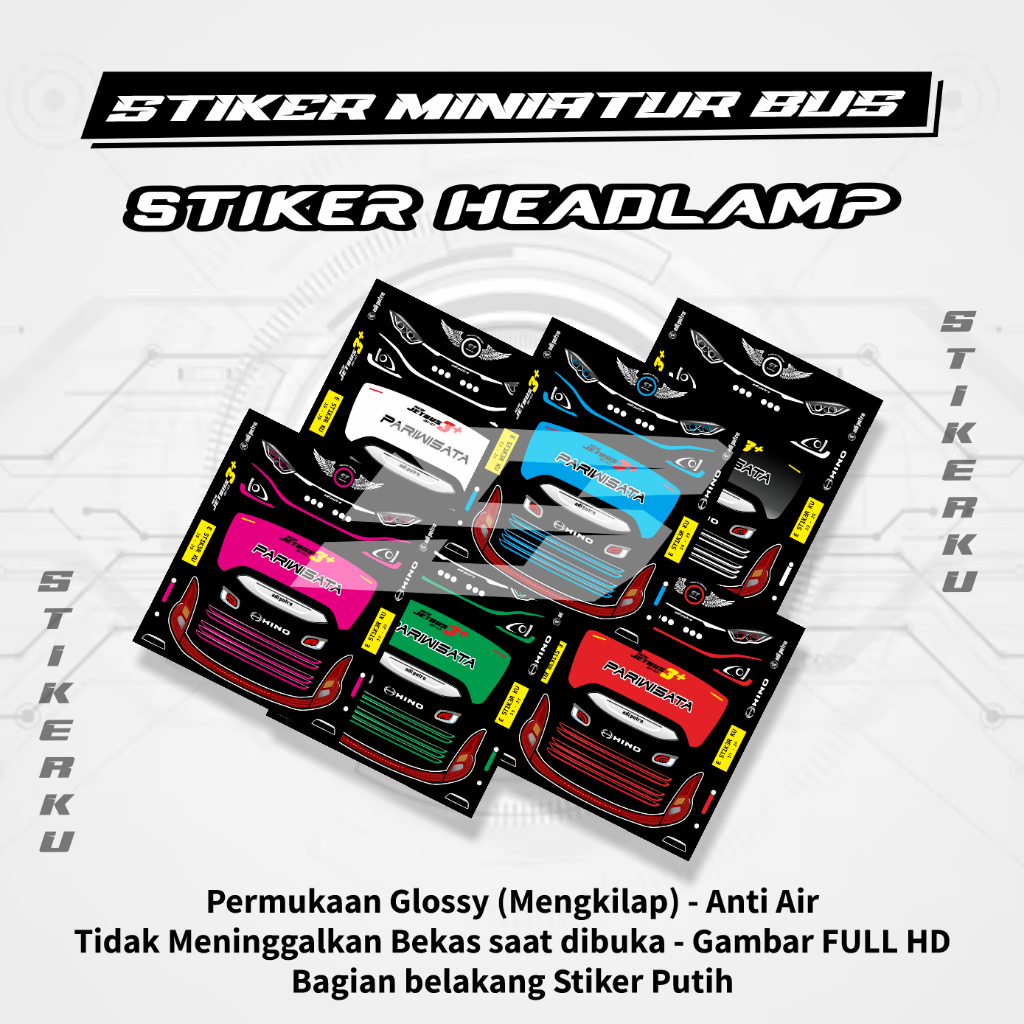 Colorful RKC Jb 3 & Jb 5 Vinly Paper Miniature Bus Headlamp Stickers ...