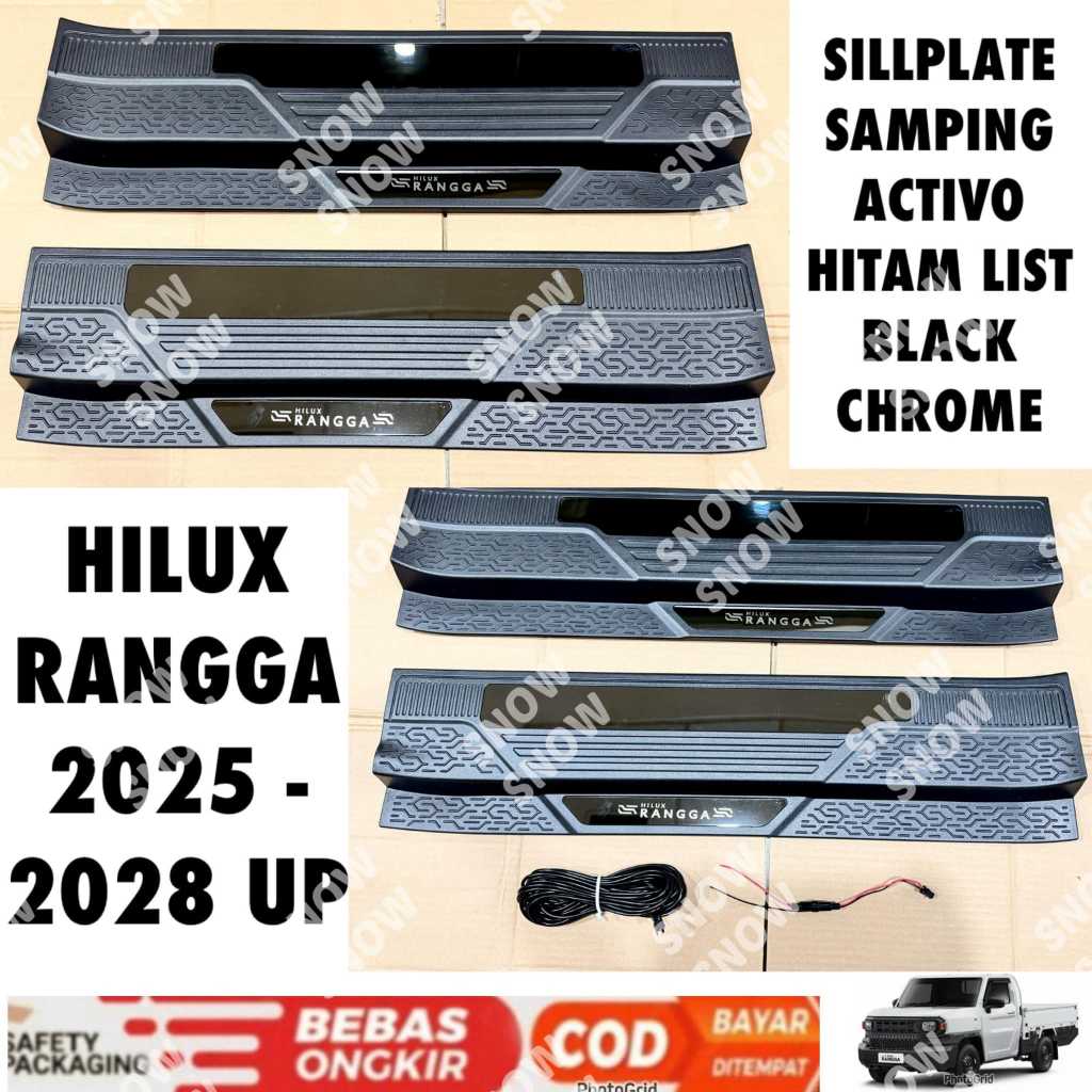Toyota Hilux Rangga Side Sillplate 2025 2026 2027 2028 Black List Black ...