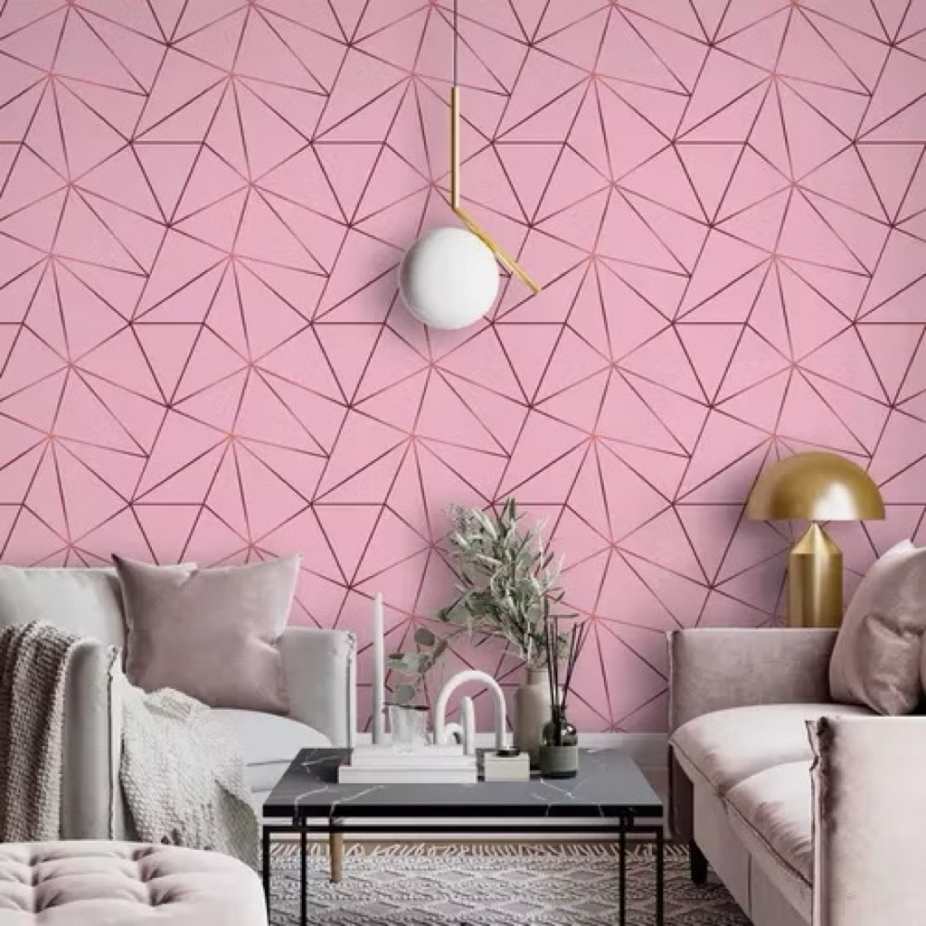 Aesthetic pink striped wall paper 8 meters x 45cm | Shopee Malaysia