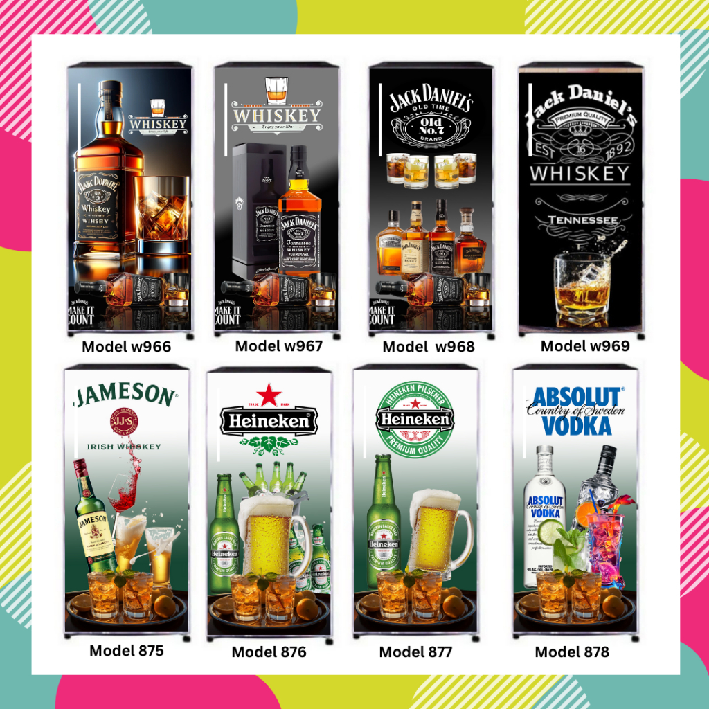 1 door refrigerator sticker with old beer motif, creative product ...