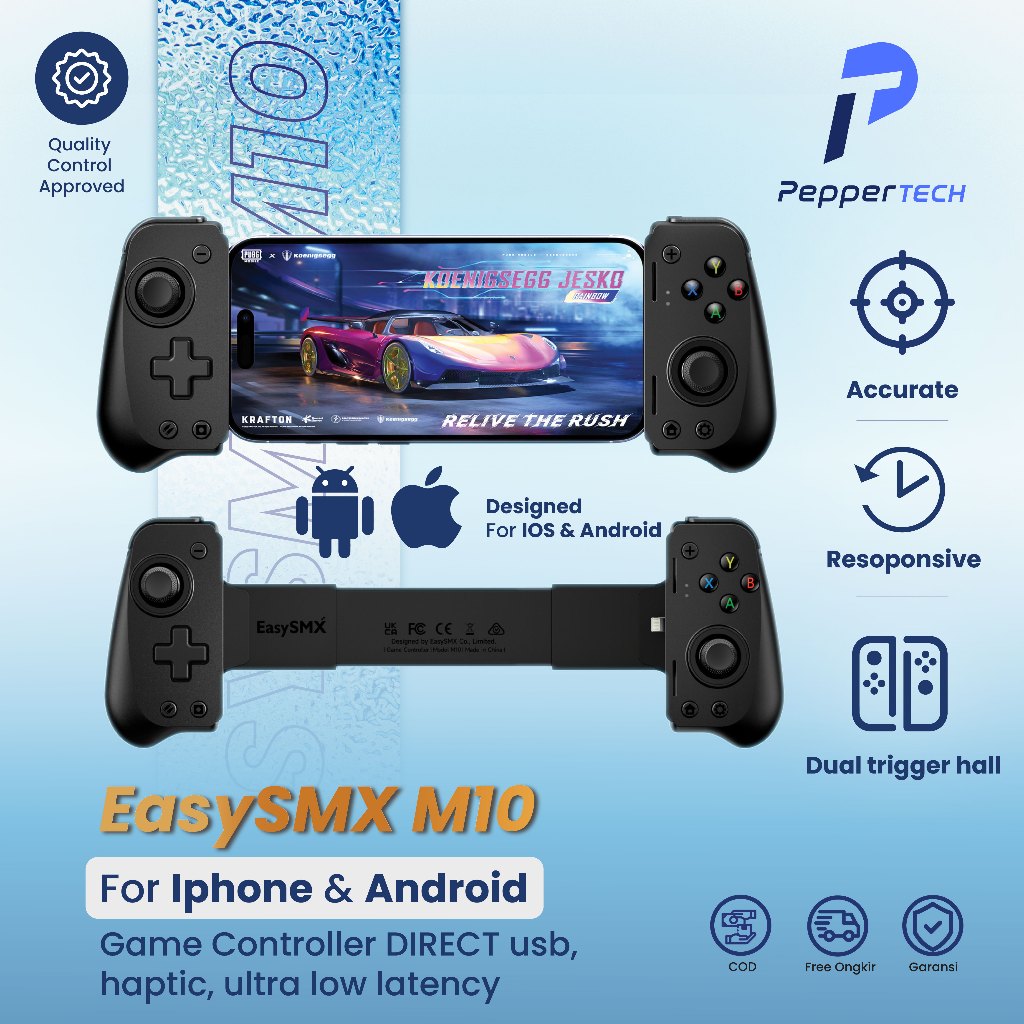 PEPPERTECH - EasySMX M10 Mobile Gaming Controller for iPhone 11 12 13 ...