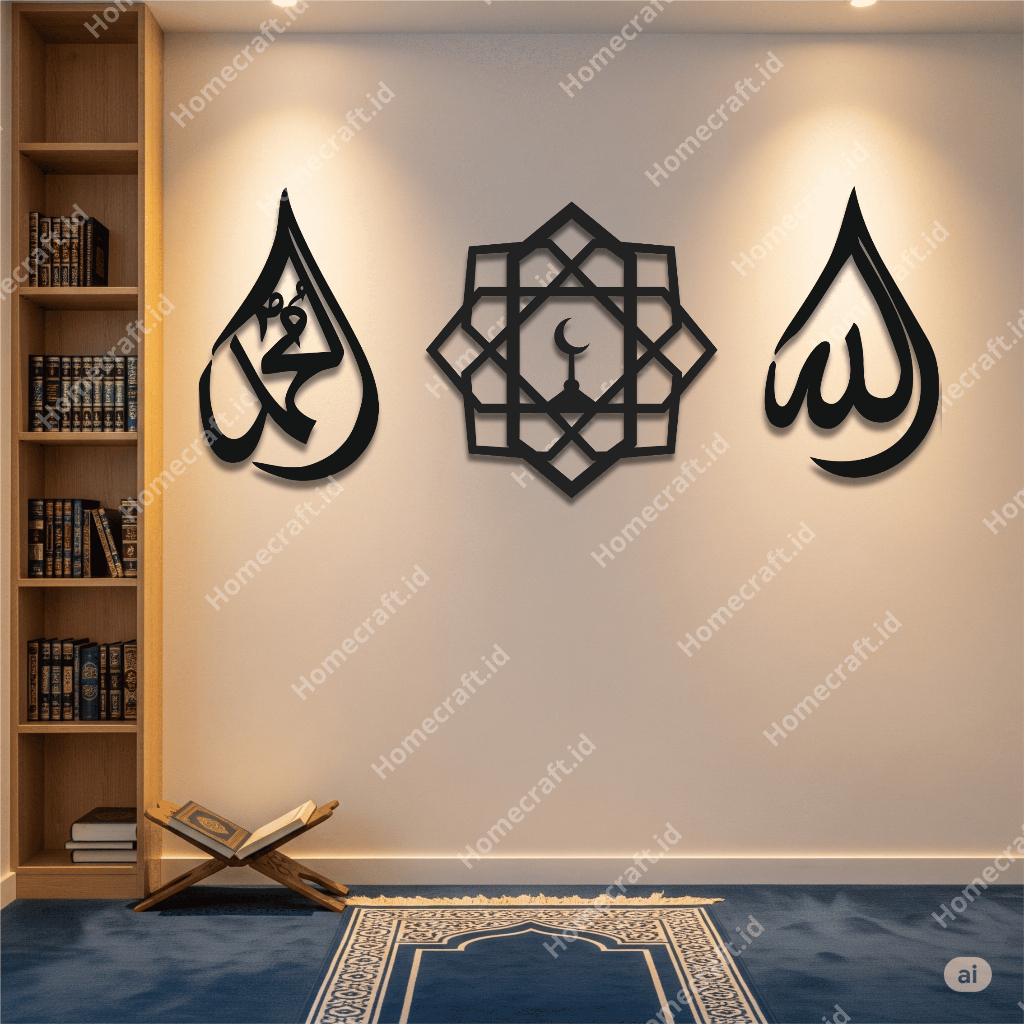Islamic Wall Decoration Mosque Silhouette with Calligraphy set of the ...