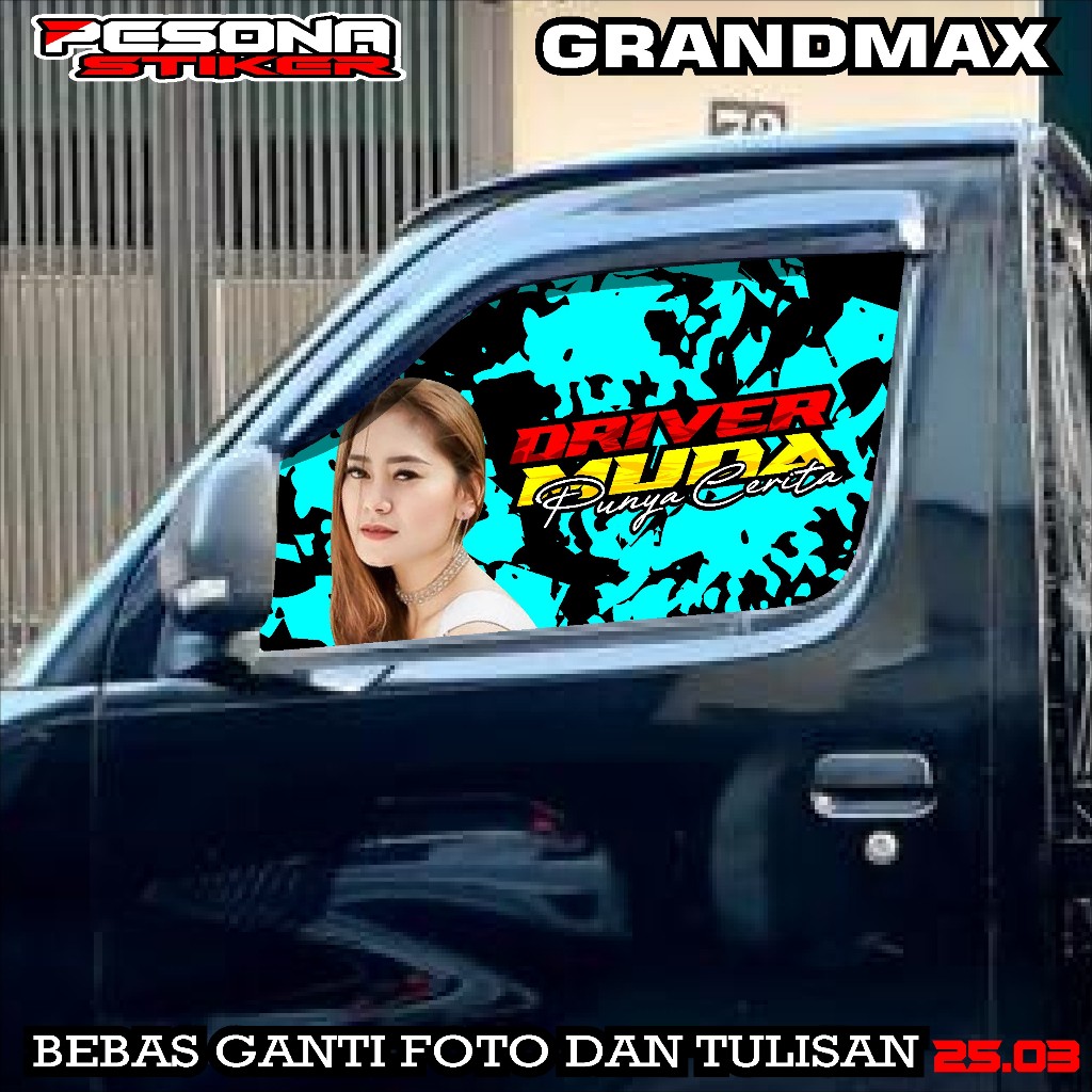 Grandmax pick up car side window one way stickers, word stickers, girl ...