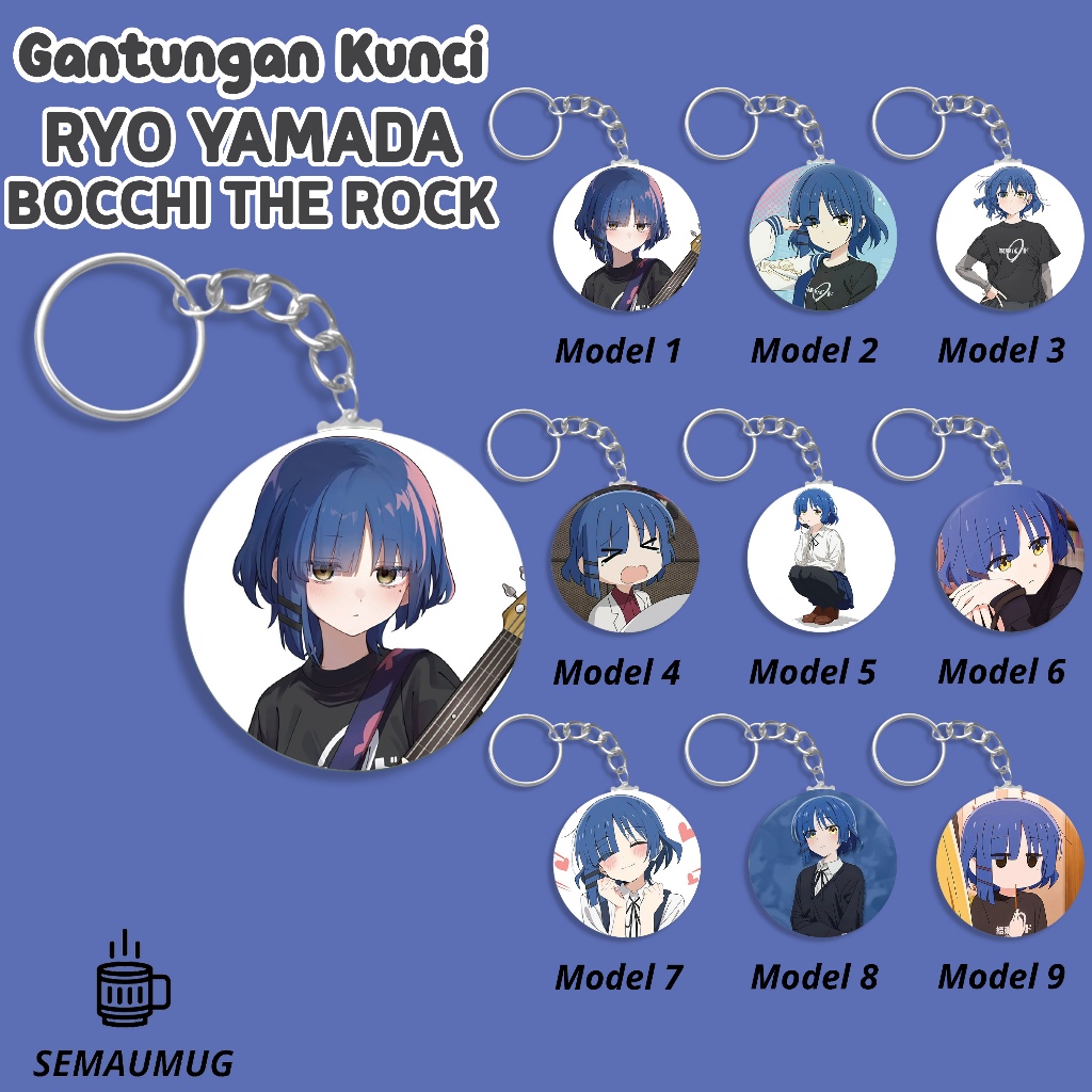 GANTUNGAN KEYCHAIN RYO YAMADA BOCCHI THE ROCK GIFT ROUND ANIME PRINT ...