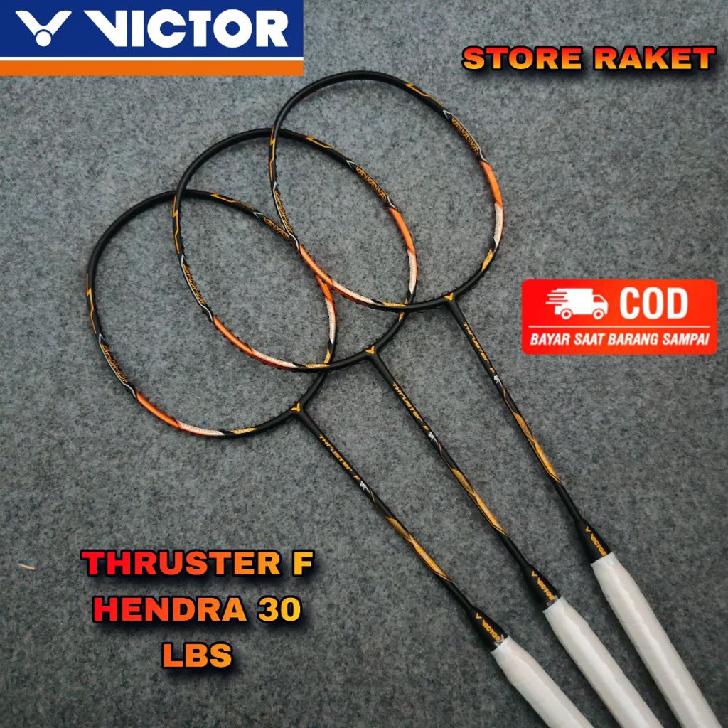 BADMINTON RACKET VIKTOR THRUSTER F BLACK SERIES 30 LBS READY TO USE ...