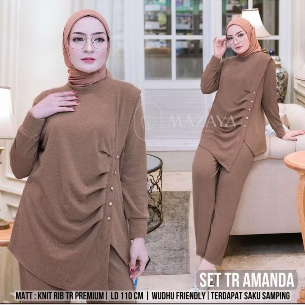 NINDA ONE SET PREMIUM KNIT T-SHIRTS CASUAL MUSLIMAH SET LD 110//ONE SET ...