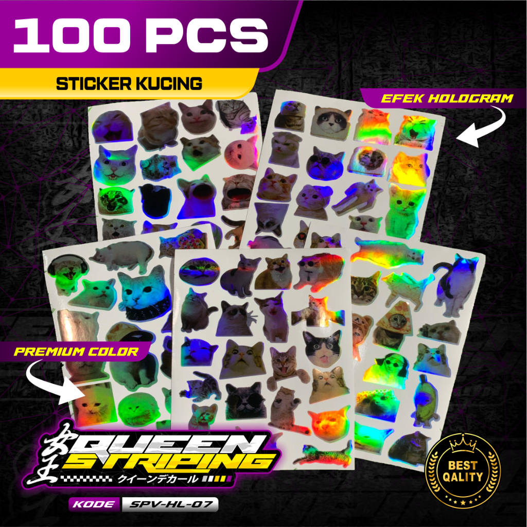 Cute Cat Meme Stickers Pack 100 Pcs - Suitable for Helmet, Laptop ...