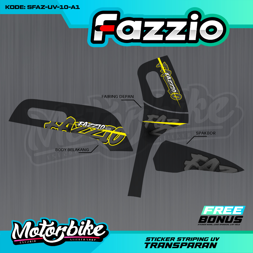 FAZZIO MOTORCYCLE CLEAR TRANSPARENT STRIPING STICKER SIMPLE TRANSPARENT ...