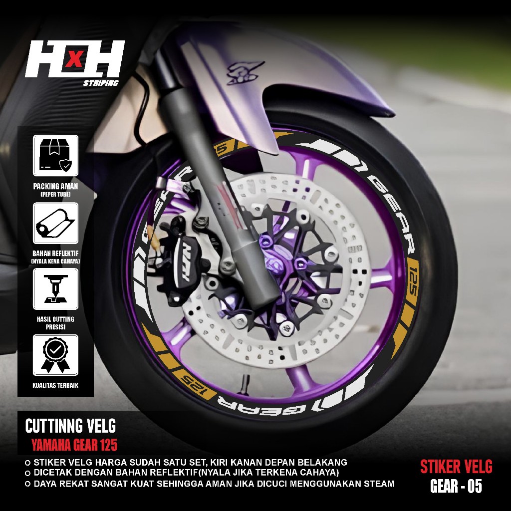 Yamaha GEAR 125 Ultima Racing Rim Cutting Sticker Lis Sticker ...