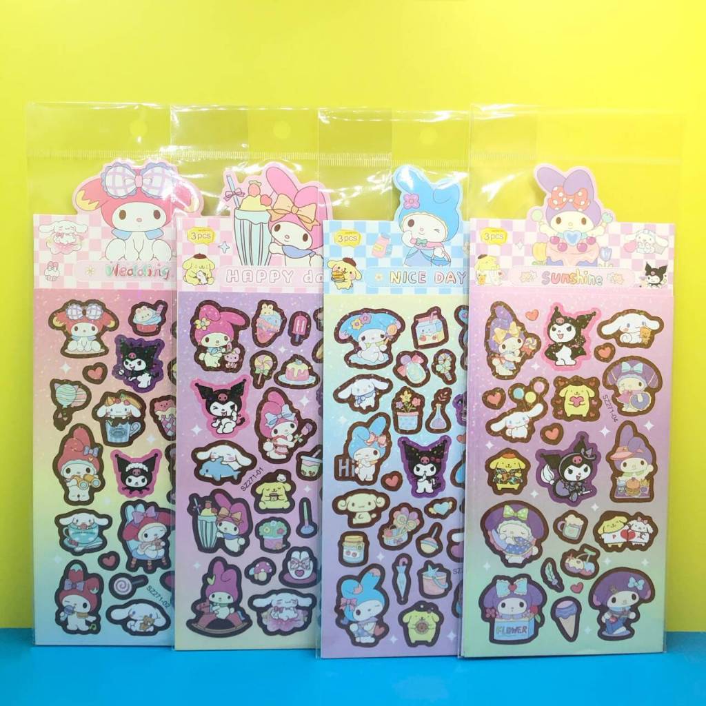 Sanrio RANDOM CHARACTER STICKER CONTENTS 3 SHEETS CINNAMONROLL KUROMI ...