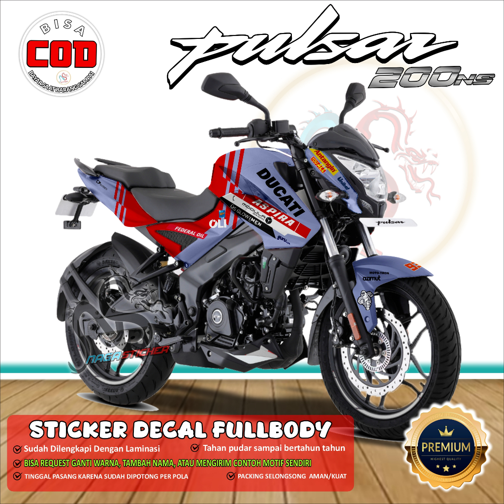 Motorcycle Striping Sticker Decal Full Body PULSAR NS200 VARIATION ...