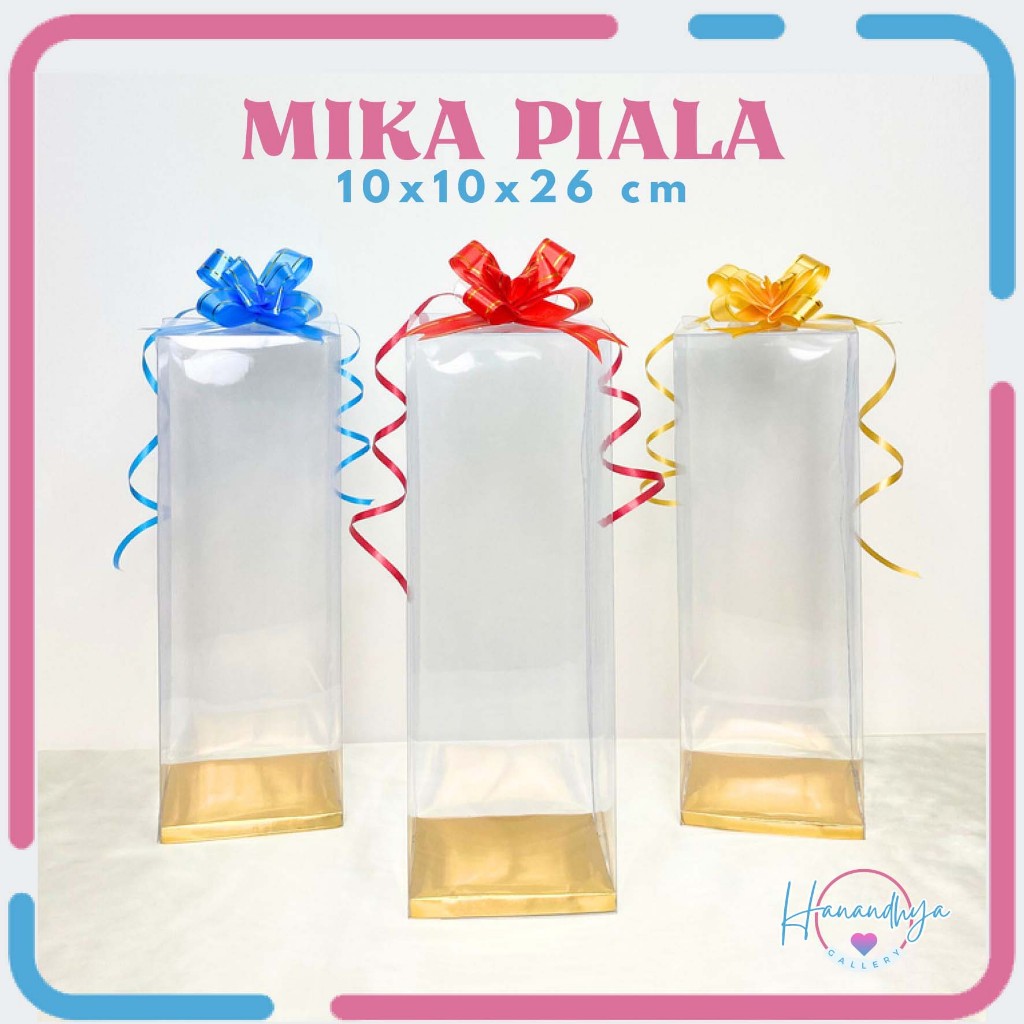 MERAH 10 x 10 x 28 CUP Souvenir Mika Box PLUS RIBBON + GOLD BASE ...