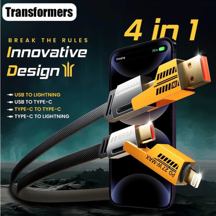4 IN 1 Fast Charging Data Cable USB Type A, Type C, iOS Multiple ...