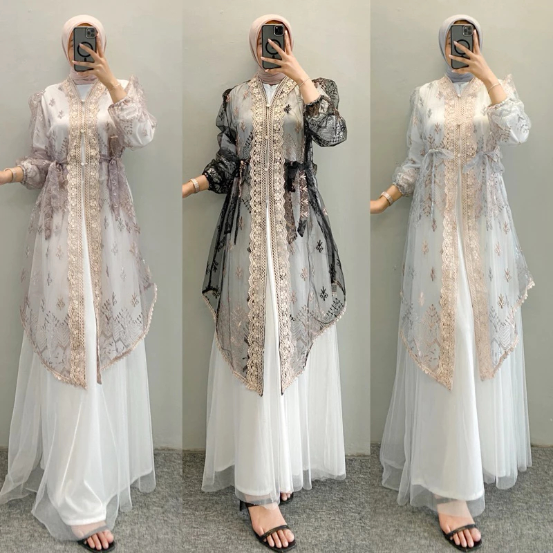 Raya Dress, a Set of Inner Outer and Camel Tutu skirt, Muslim Gamis ...