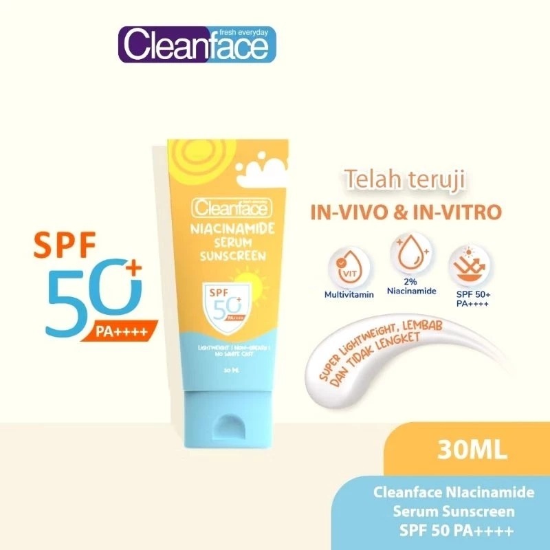 Cleanface Niacinamide Sunscreen Serum SPF 50 PA+++ 30ml | Shopee Malaysia