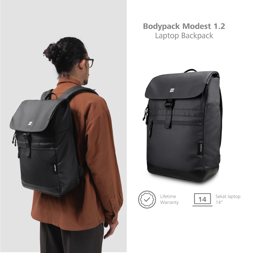 Modest 1.2 Laptop Backpack 15 Inch Bodypack - Black | Shopee Malaysia