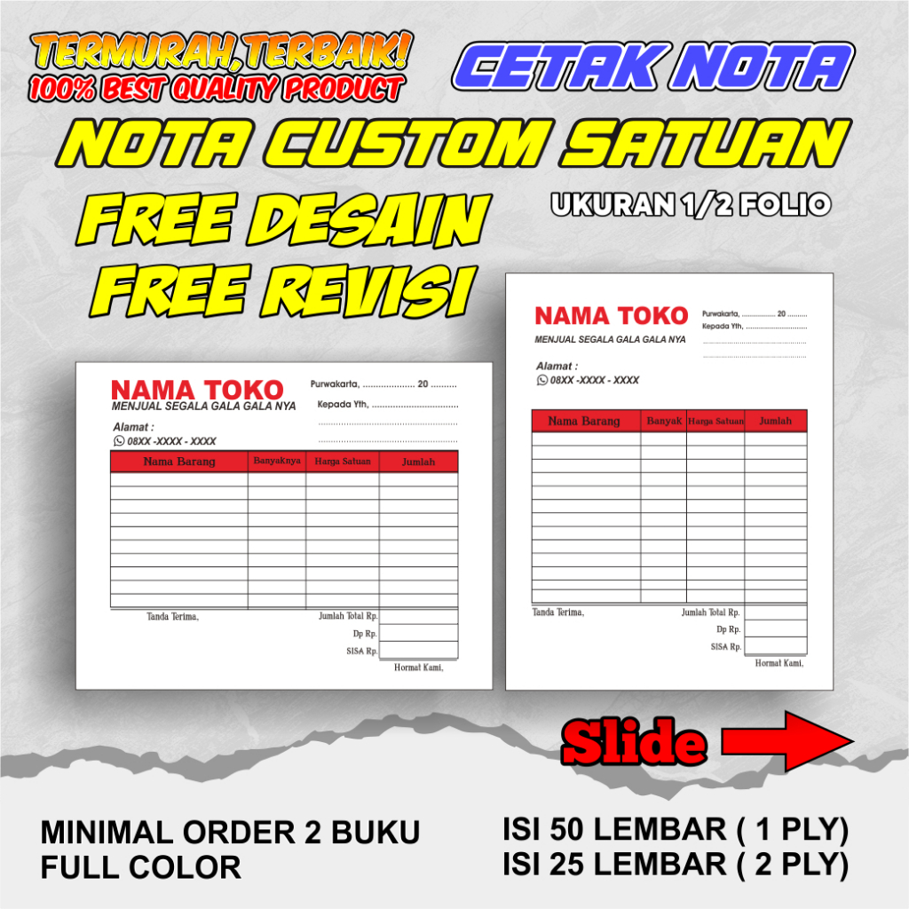 Print custom Unit Notes Size 1/2 Folio 1ply 2 ply / custom notes ...