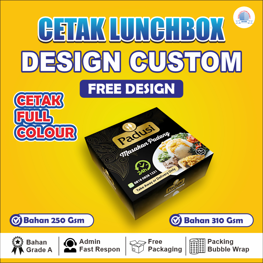 Print PACKAGING RICE BOX / LUNCHBOX (FREE DESIGN & FULL COLOR) | Shopee ...