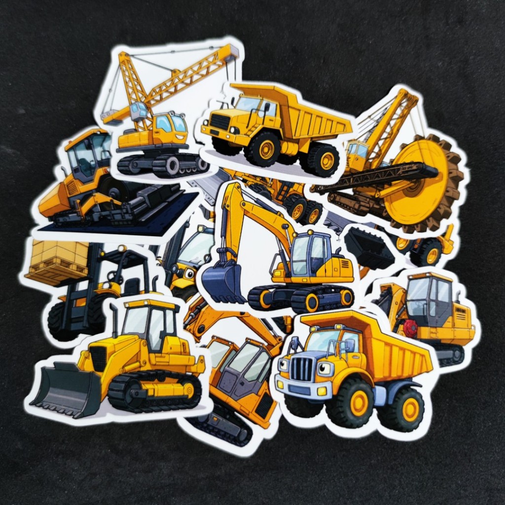 Heavy equipment drawing stickers, glossy paper stickers, pictures of ...