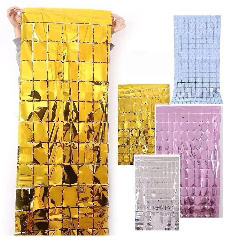 (BOX) Square Box Backdrop Curtain / Foil Birthday Photo Background ...