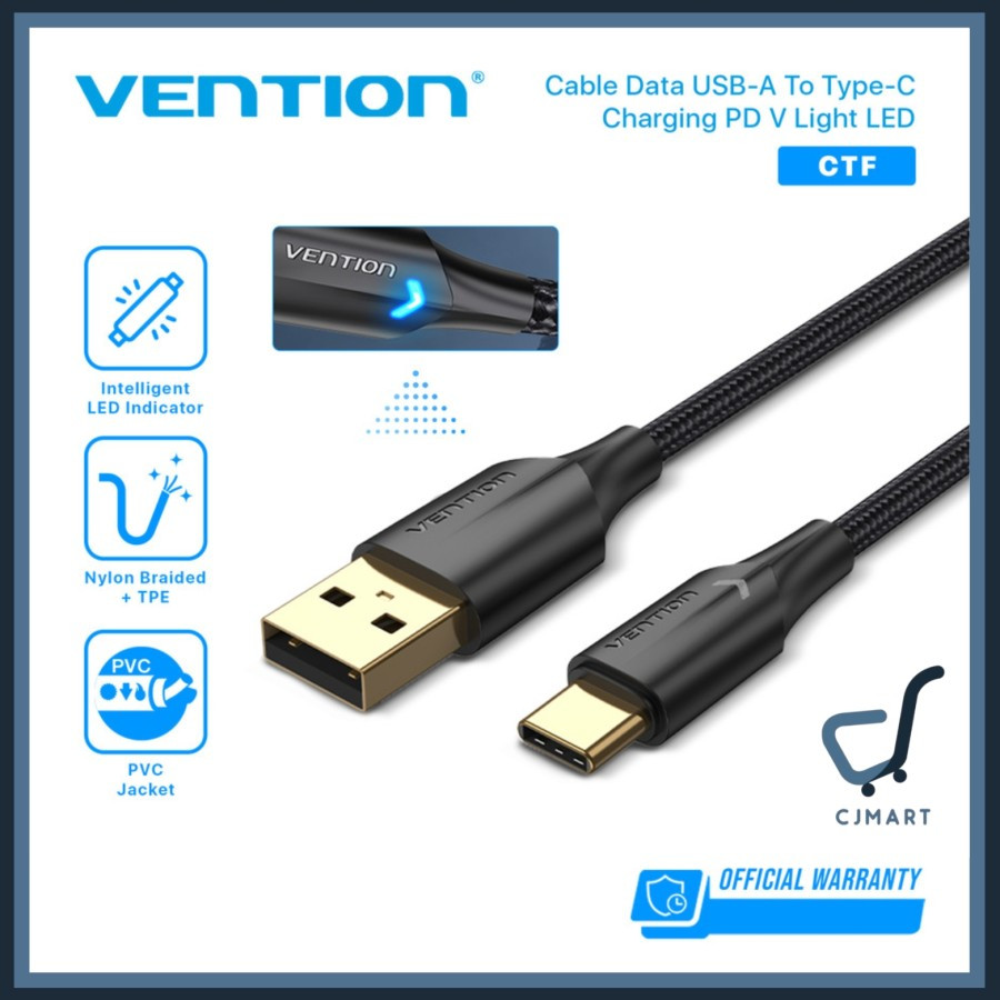 Vention USB TO TYPE CV Light LED Series Fast Charging Data Cable ...