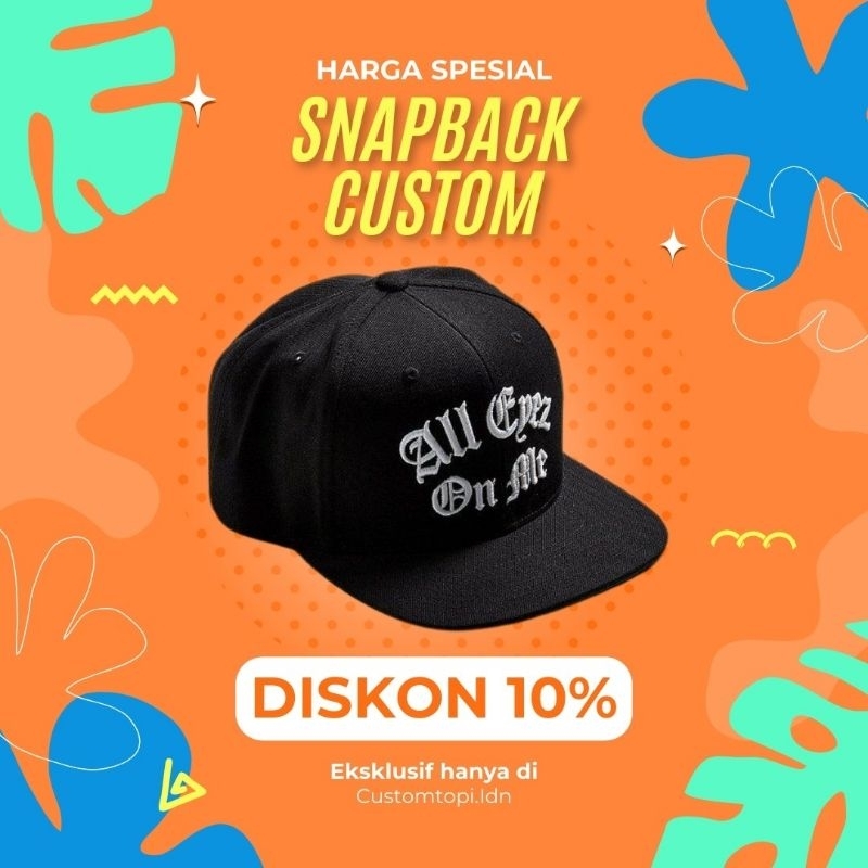 Custom Snapback Cap embroidered with Logo or Writing | Shopee Malaysia