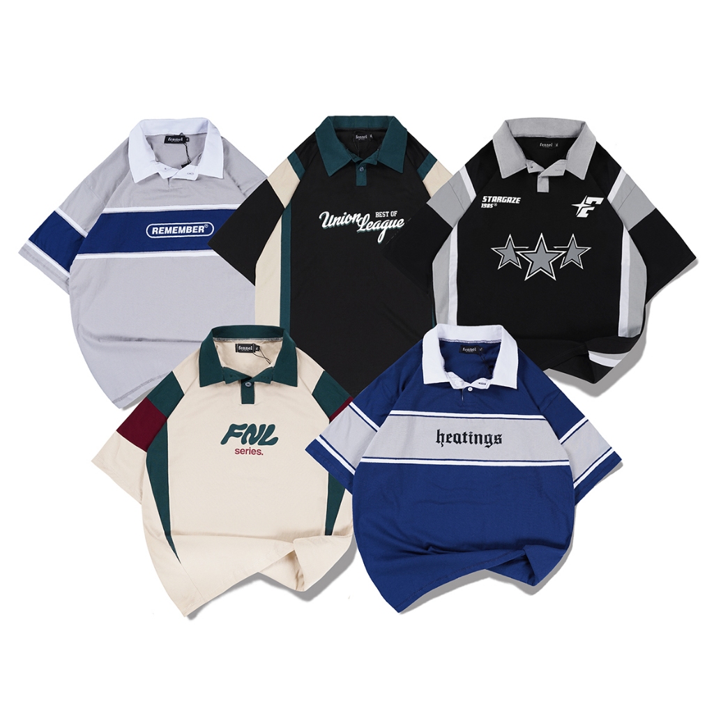 [N01347] Oversized Rugby T-shirt Combination with HEATINGS TNA Motif ...
