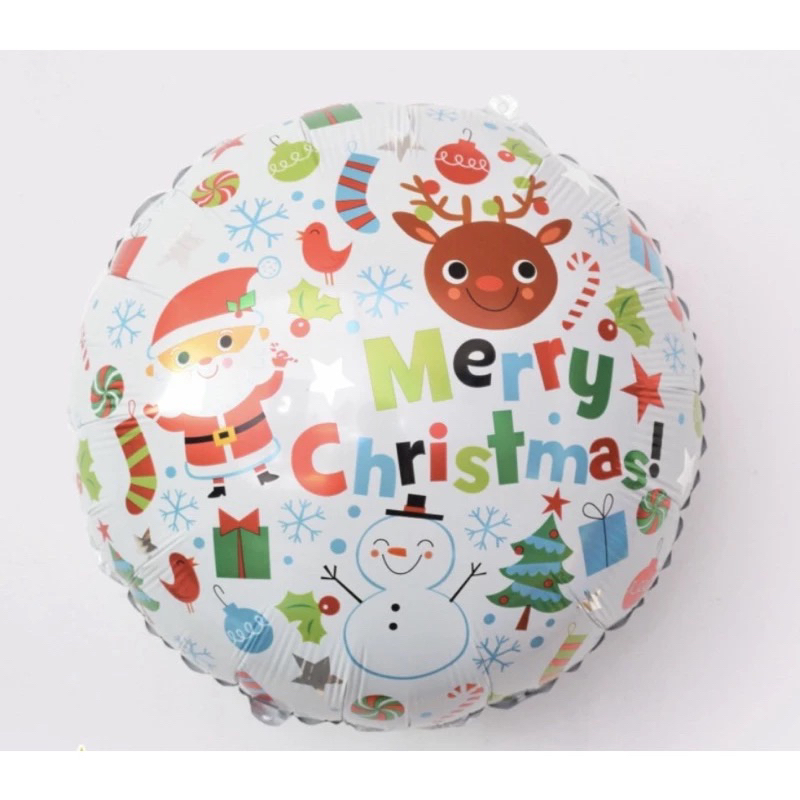 Round foil balloons with the words merry christmas christmas theme ...