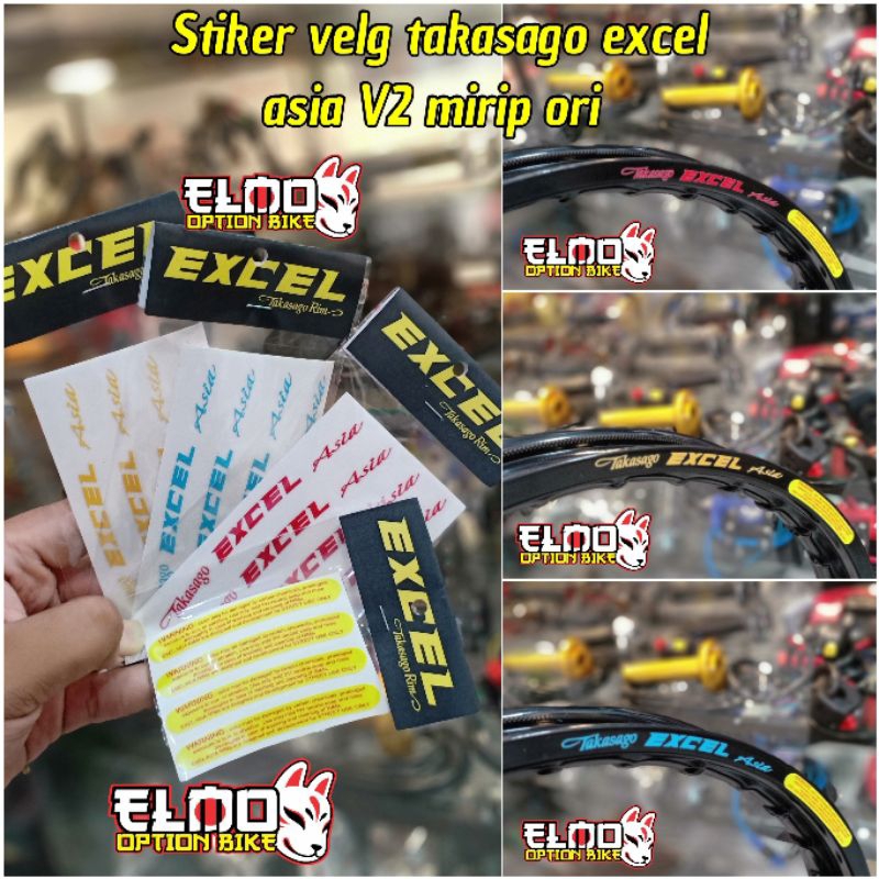 Takasag0 excel asi4 rim stickers, v2 screen printing model | Shopee ...
