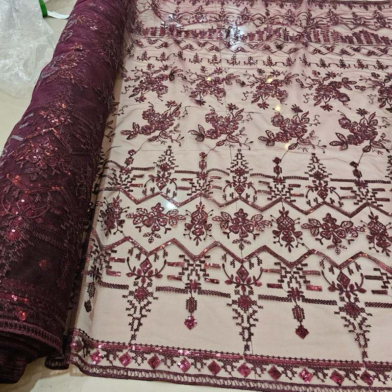 Tulle fabric embroidered with springel ethnic motifs | Shopee Malaysia