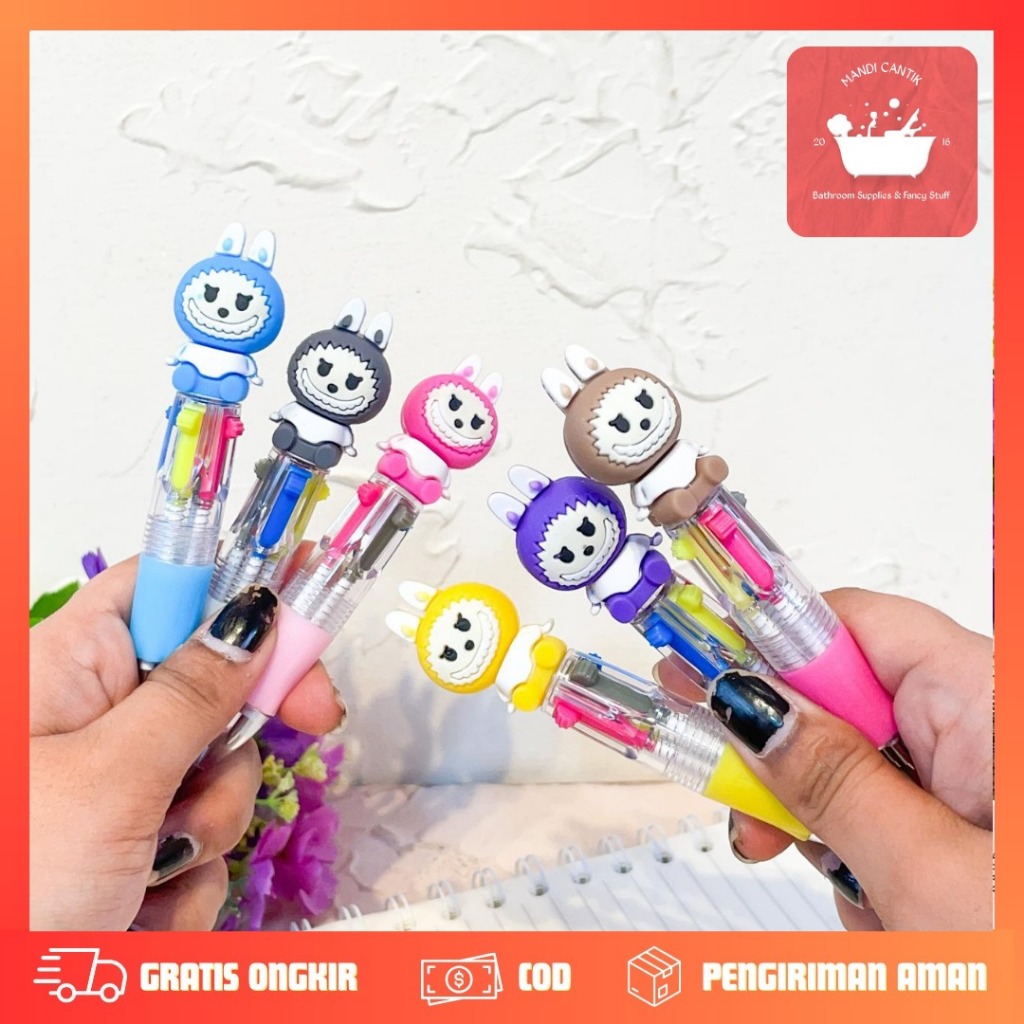 Labubu PC-1726 4 Color Shallow pen / Cute labubu school stationery pen ...