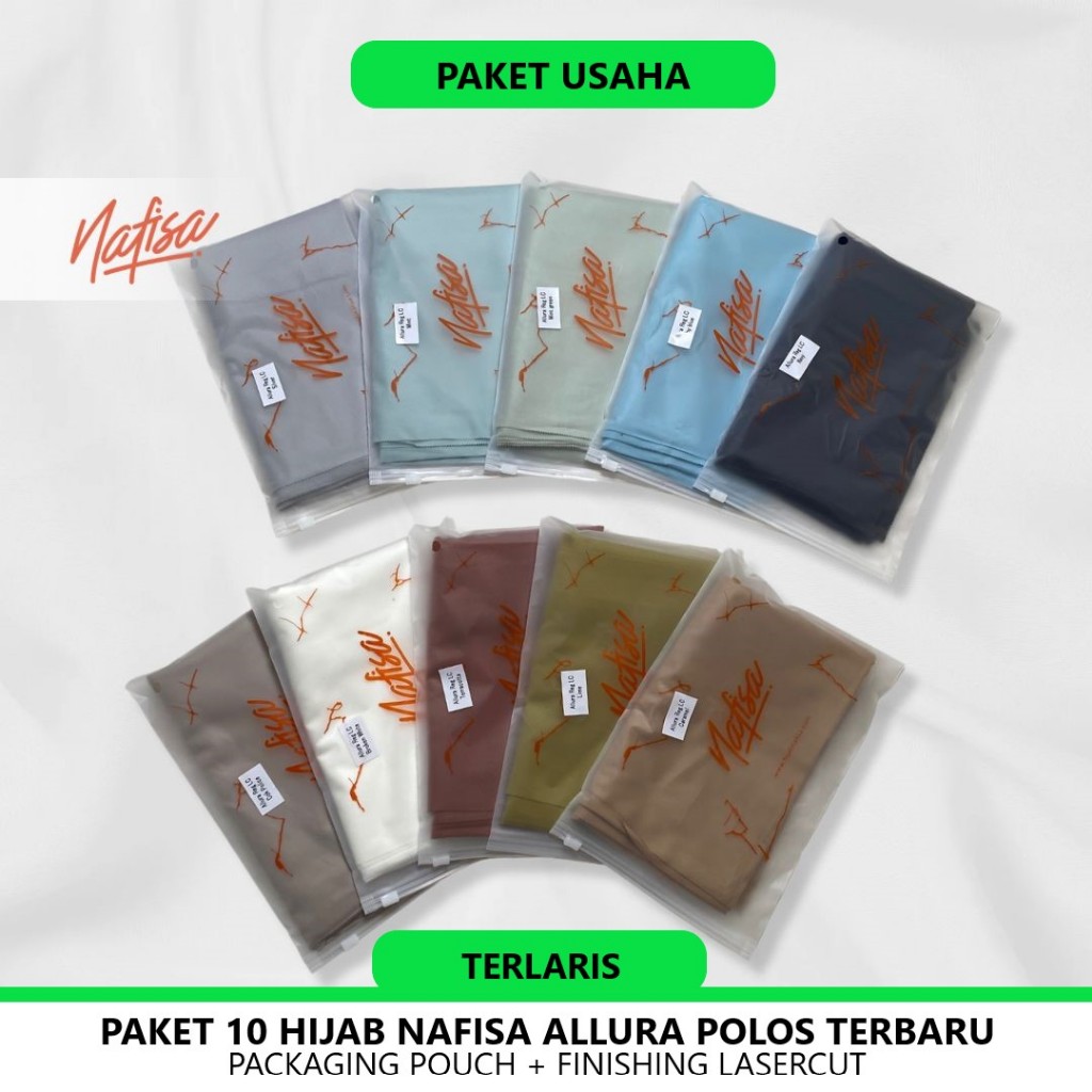 Package of 10 Rectangular Hijabs Voal Nafisa Plain Packing Pouch LC ...