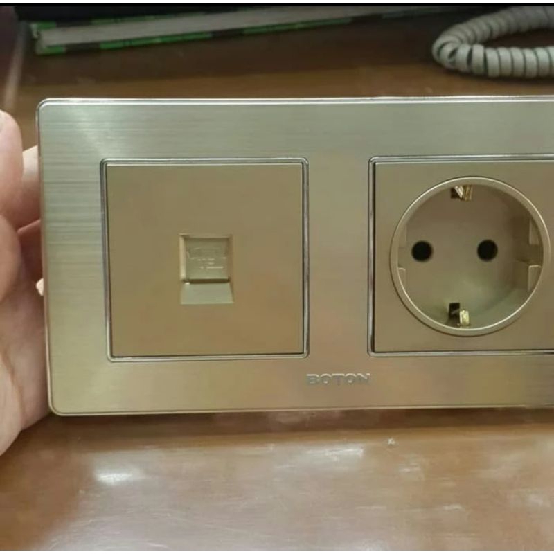 Boton switch 2 gang socket + computer data outlet cat 5 K2 GOLD ...