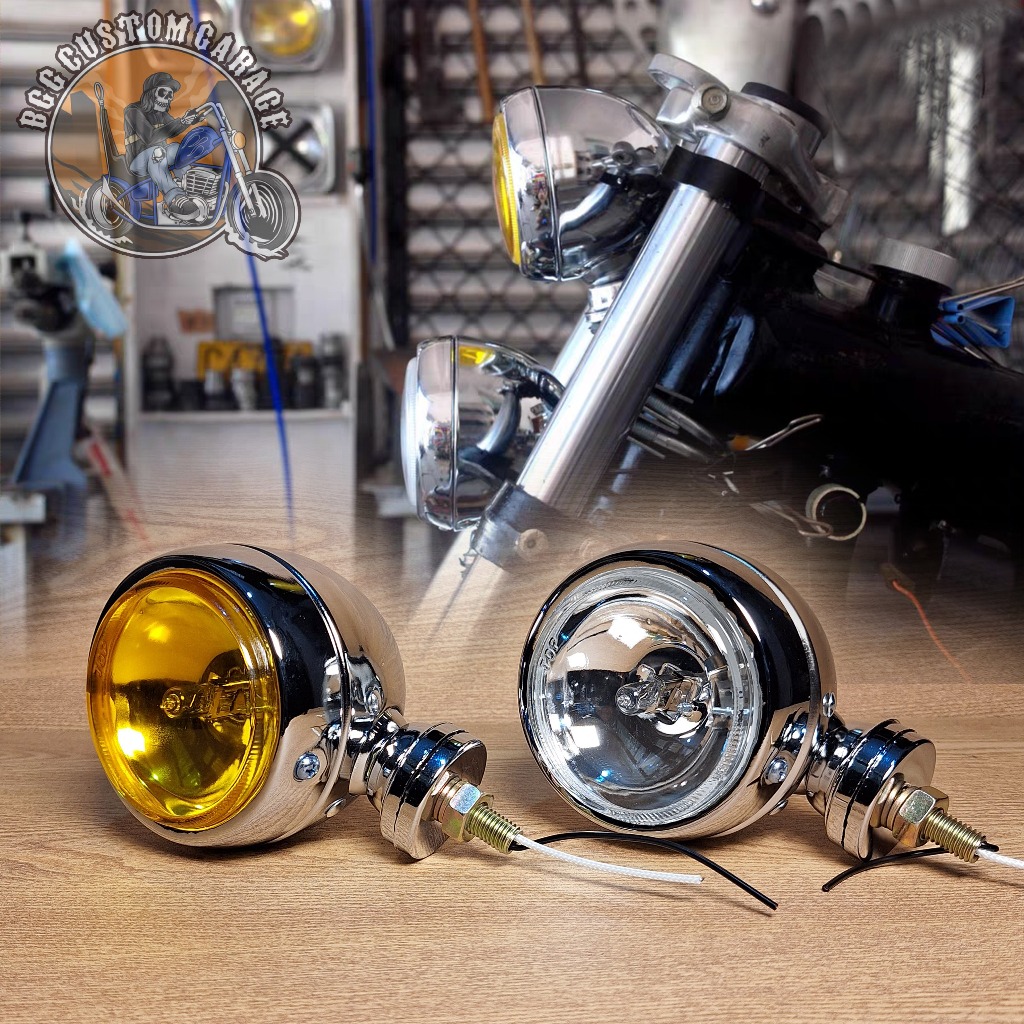 Universal classic foglamp. Chopper Headlamp. Retro custom motorbike ...