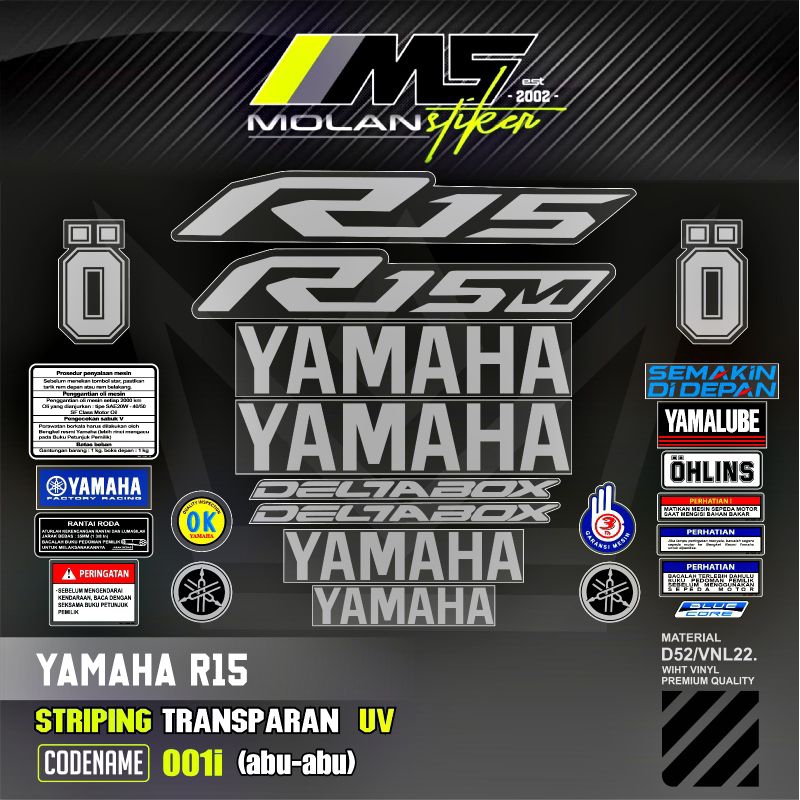 Sticker Striping Transparent Variation Uv Yzf R15 R15M R15 V2 R15 V3 ...
