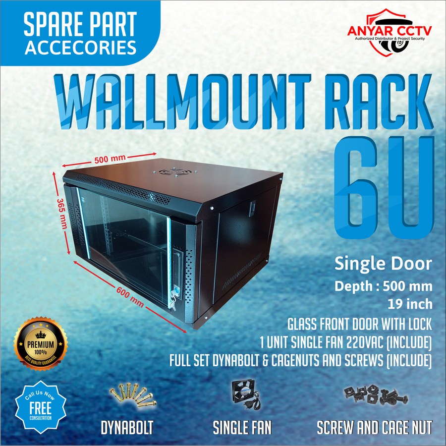 Premium Server Rack Wallmount Rackmount 6U Depth 500mm 600x500x365 ...