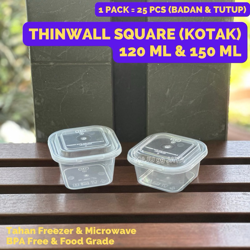 (25 PCS) Thinwall Square 120ml & 150ml Body + Lid | Food Container ...
