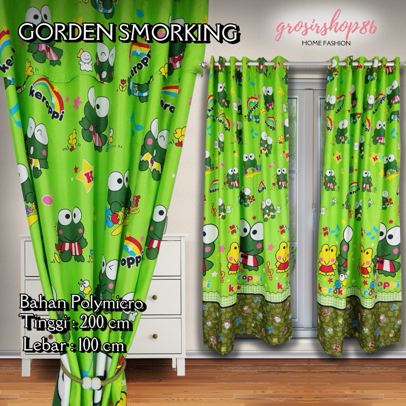HIJAU Smokring Curtains + Green Keroppi Singing Character Door or ...