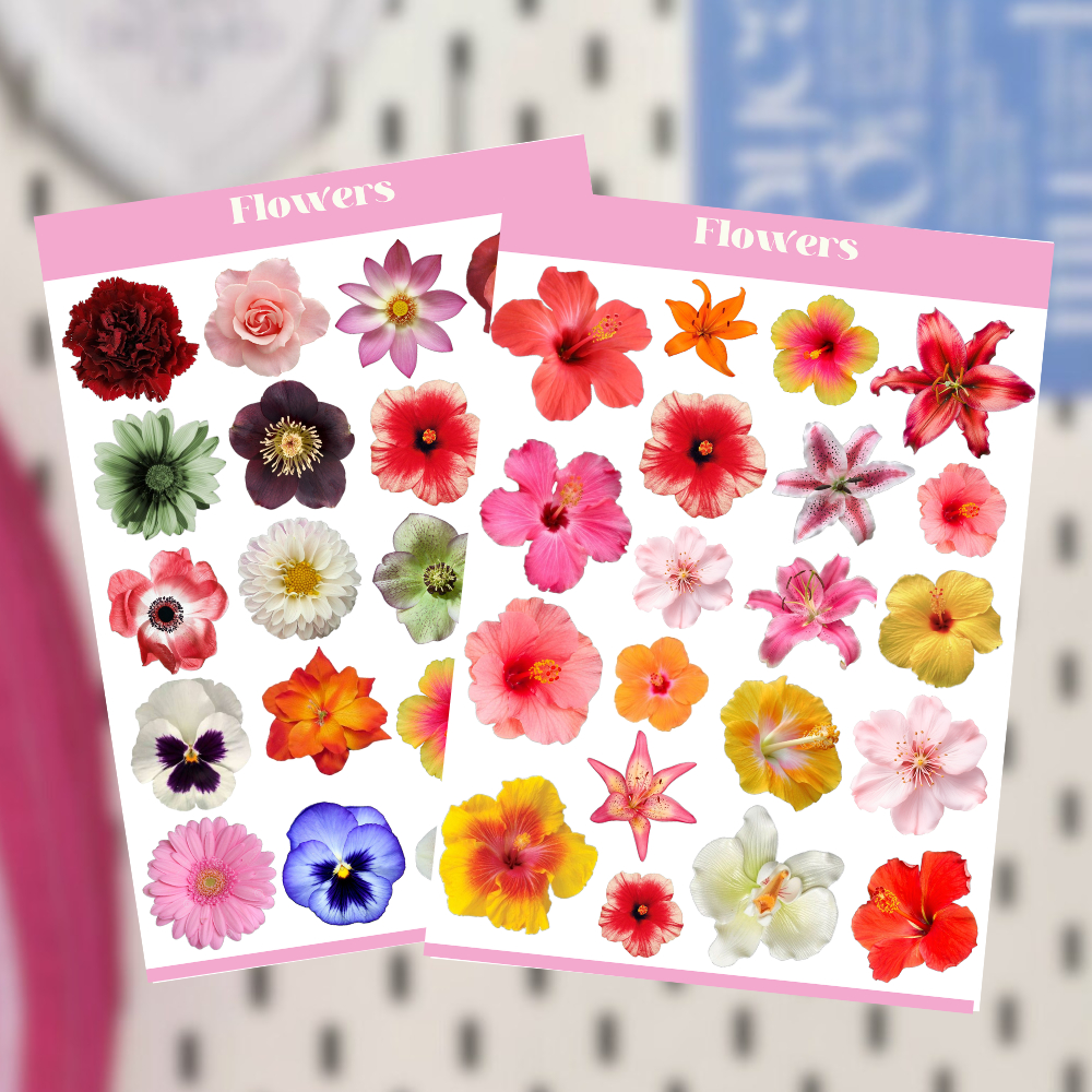 Flower DECO STICKER SHEET / KAWAII DECO STICKER VINTAGE RETRO AESTHETIC ...